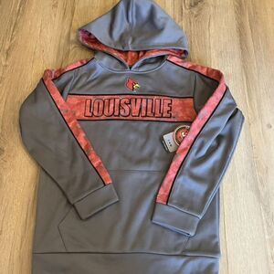 NWT Boys Colosseum Gray Louisville Cardinal Hoodie - size M